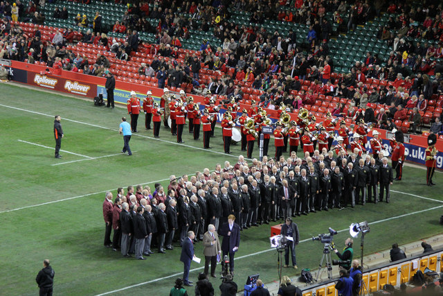 Choir singing at Wales' International rugby match