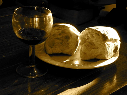 Bread and wine for Holy Communion