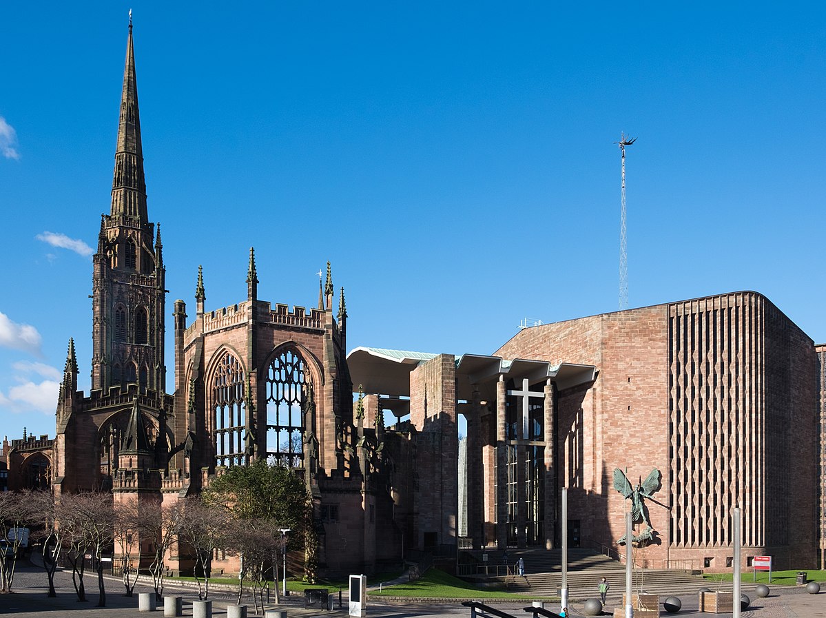 The New Coventry Cathedral next to the old.