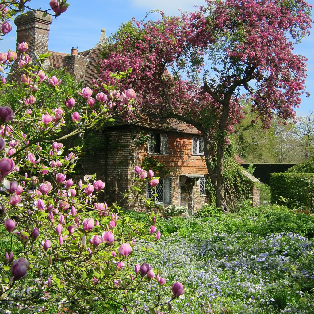 Pink blossom at the old priests cottage at Sissinghurst