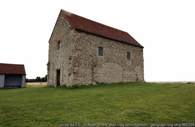 Ancient Saxon church standing in fields