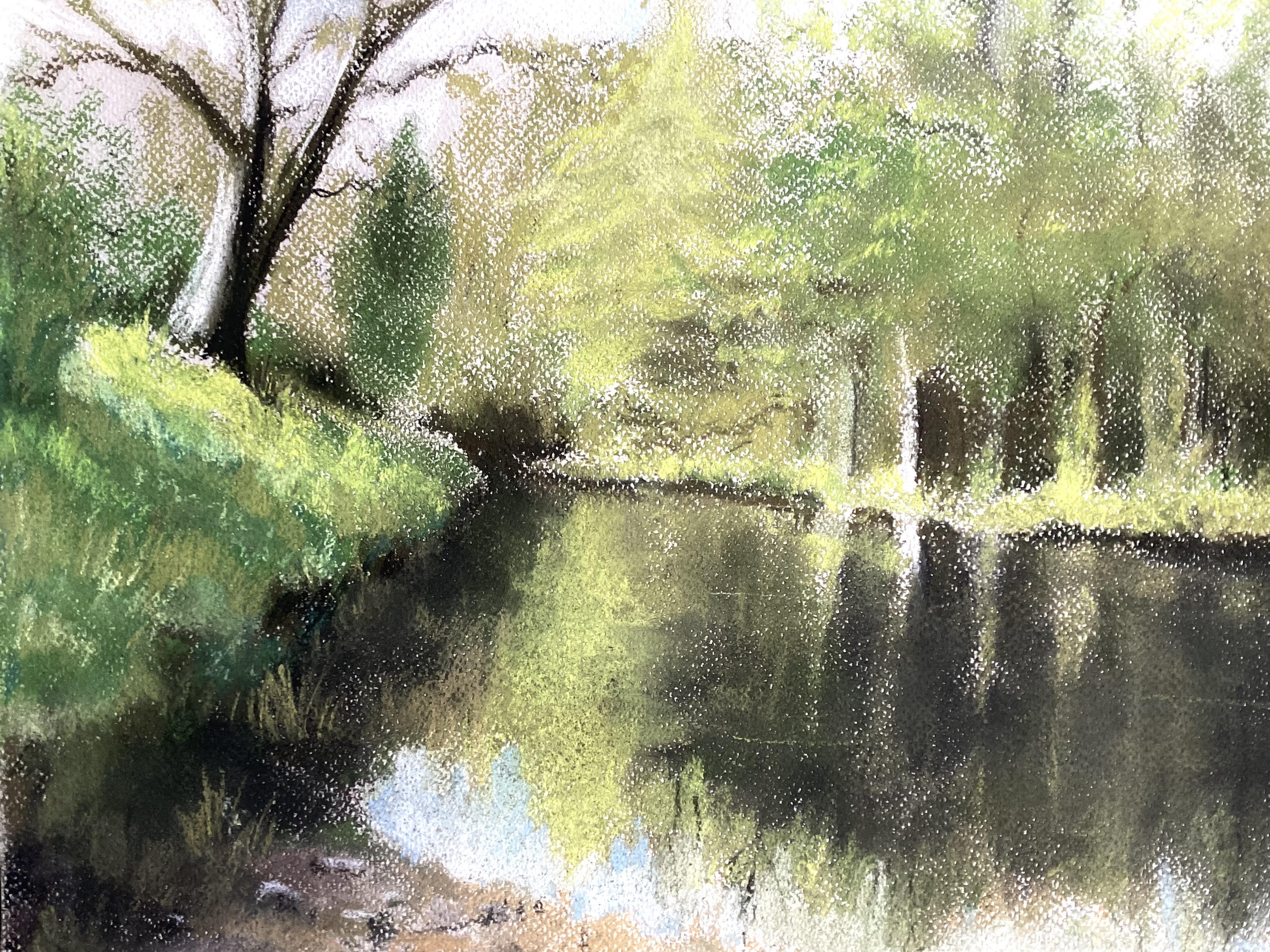 Pastel sketch of river