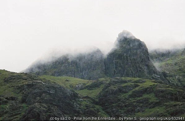 Mountain peak shrouded in mist