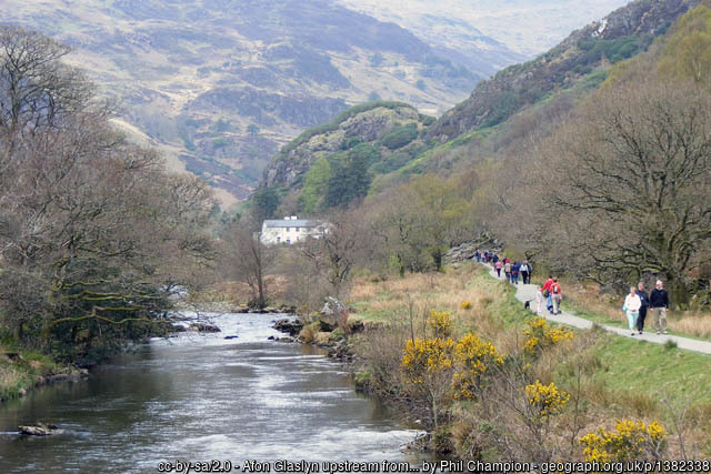 Riverside footpath in mountain valley