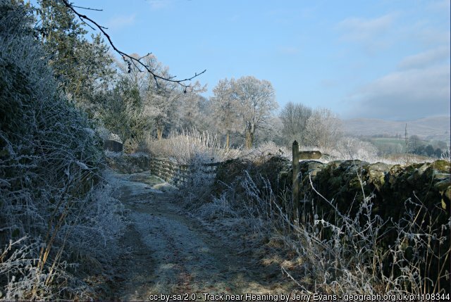 Frosty country lane in winter
